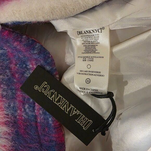 NWT Blank NYC Prime Time Blue Multi Plaid Brushed Long Shacket Sz XS - Picture 9 of 10